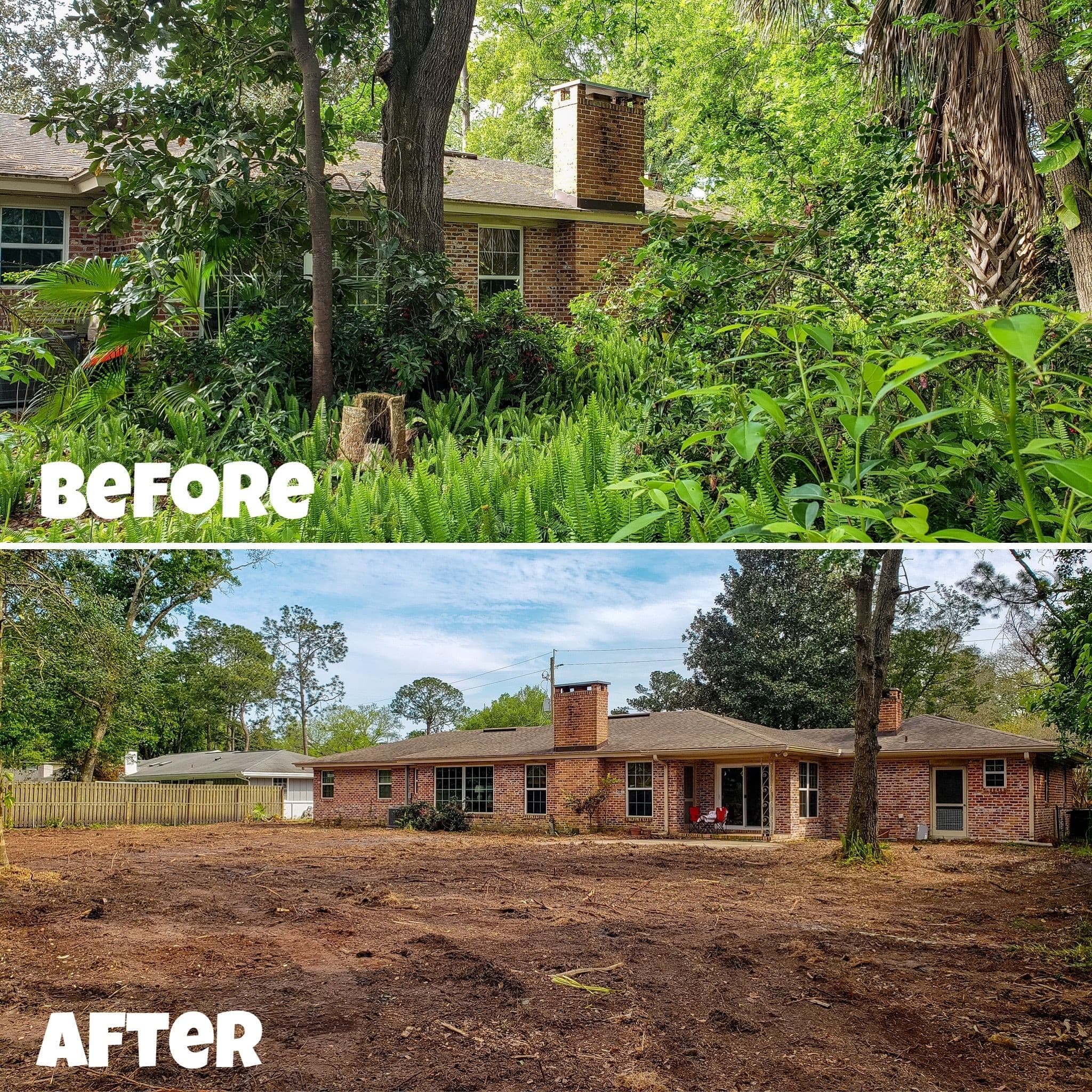 This is a before and after comparison of a large clearing job.